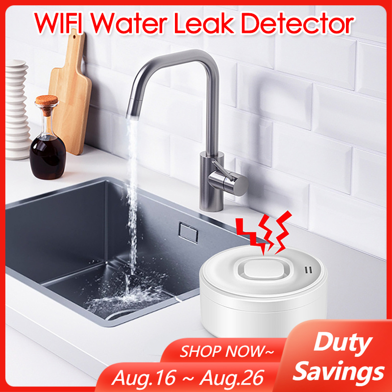 Water Alarm Sensor - เครื่องตรวจจับน้ำรั่วแบบสมาร์ท WIFI พร้อมเสียงเตือนดัง 100dB แจ้งเตือนผ่านแอพแบบเรียลไทม์ ควบคุมระยะไกล