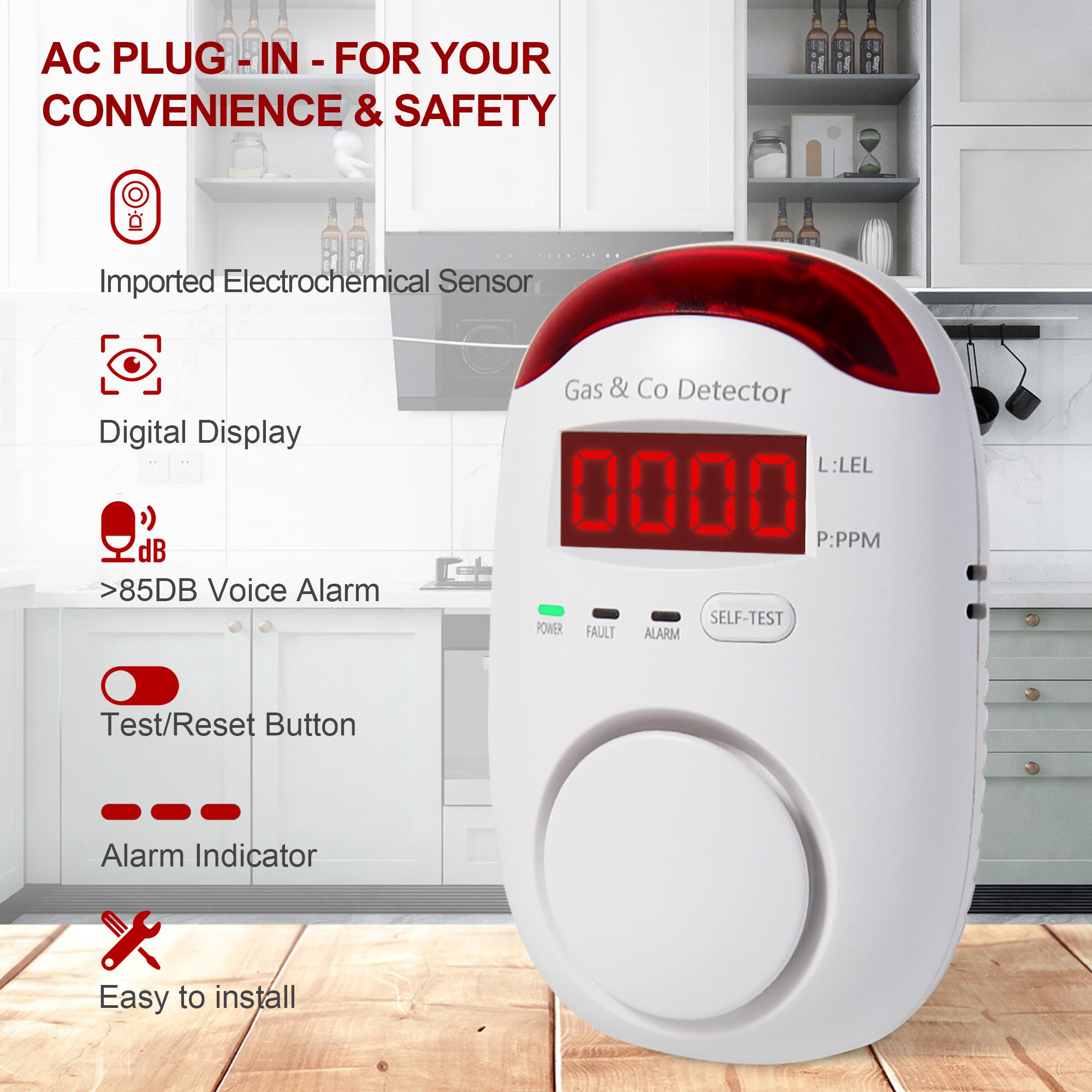 เครื่องตรวจจับก๊าซและคาร์บอนมอ - Co Detector Plug บทวิจารณ์และราคา